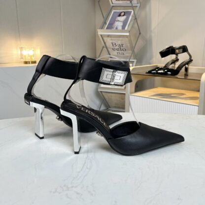 VERSACE new pointed toe thick heel high heels - Image 5