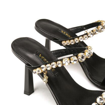 VERSACE Elegant Rhinestone Sandals High Heels - Image 5