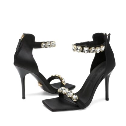 VERSACE Elegant Rhinestone Sandals High Heels - Image 5