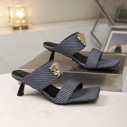 VERSACE canvas jacquard pattern fashion high heels - Image 5
