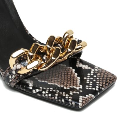 VERSACE SQUARE TOE CHAIN ​​HIGH HEELS - Image 5