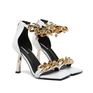 VERSACE SQUARE TOE CHAIN ​​HIGH HEELS