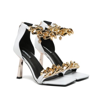 VERSACE SQUARE TOE CHAIN ​​HIGH HEELS