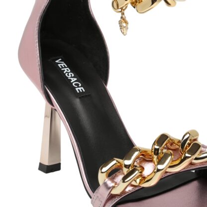 VERSACE SQUARE TOE CHAIN ​​HIGH HEELS - Image 5