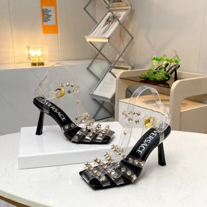 VERSACE stylish cage diamond sandals high heels - Image 5