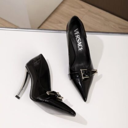 VERSACE new pointed leather high heels - Image 5