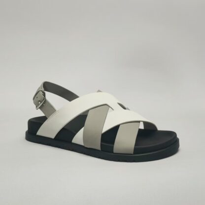 Hermès black, white and grey couple's braided sandals - Image 5