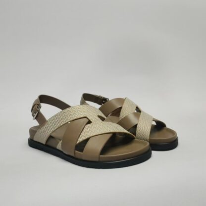 Hermès Grey Brown Couple Braided Sandals - Image 5