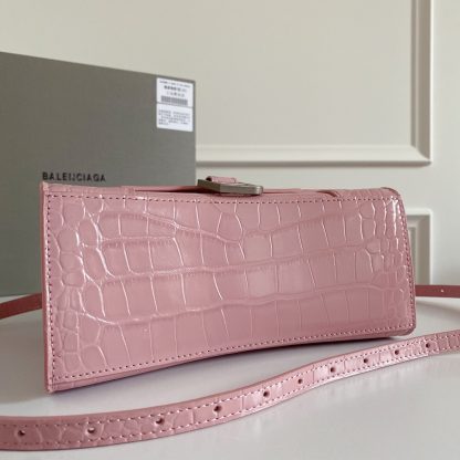 Balenciaga Crocodile Pattern Blush Pink Silver Buckle Shoulder Bag - Image 4