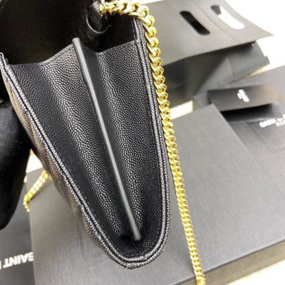 Ysl 𝑴𝒐𝒏𝒐𝒈𝒓𝒂𝒎 𝑾𝒐𝒄 black caviar pattern envelope bag - Image 5