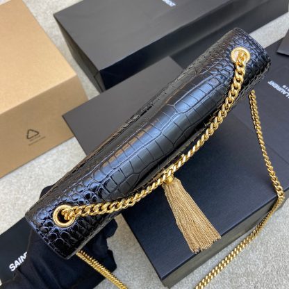 Ysl black gold buckle crocodile shoulder bag - Image 5