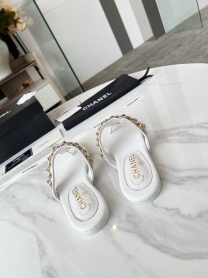 Chanel Spring/Summer White Chain Series Angle Slippers - Image 5