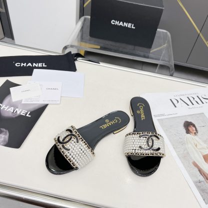 Chanel Spring/Summer Dance Shoes Collection Retro-Style Slippers Full of Sewn Pearls - Image 5