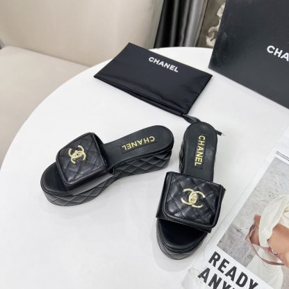 Chanel black spring and summer series European and American catwalk new slippers heel height 6.5 - Image 5