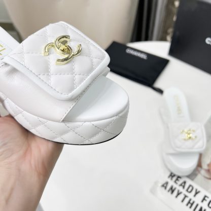 Chanel white spring and summer series European and American catwalk new slippers heel height 6.5 - Image 5