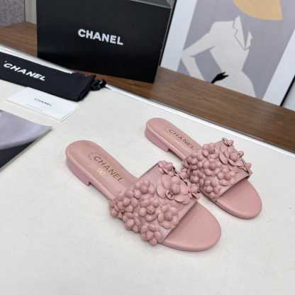 Chanel spring and summer pink delicate shoes and custom flower sandals Heel height 1.5cm - Image 5