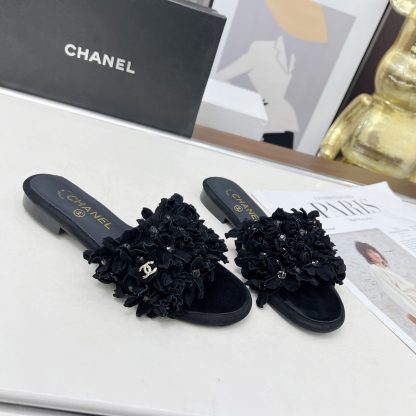 Chanel Spring/Summer Dance Shoes Collection Black Retro Printed Brick Slippers - Image 5