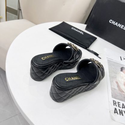 Chanel Spring/Summer Dance Shoes Series Black European and American Catwalk New Slippers Heel Height 6.5cm - Image 5