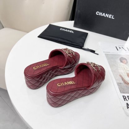 Chanel Spring/Summer Dance Shoes Series Red European and American Catwalk New Slippers Heel Height 6.5cm - Image 5