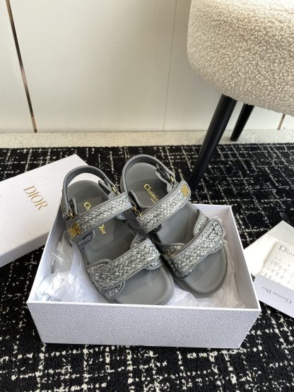 Dior hot-selling magic tape one-strap woven flat sandals - Image 5