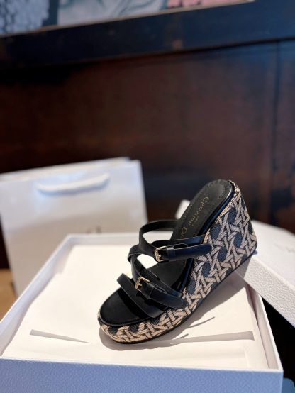 Dior black wedge sandals - Image 5