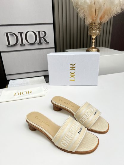 Dior monogram embroidered leather high-heeled sandals - Image 5