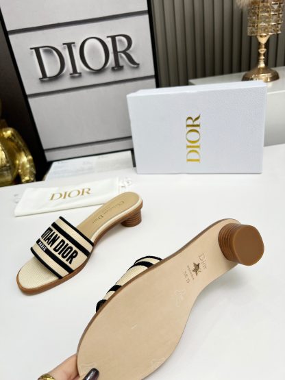 Dior Women's Monogram Embroidered Leather High Heel Sandals - Image 5