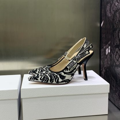 Dior Quake Oblique jacquard embroidered letter logo black and white color-blocking high heels - Image 5
