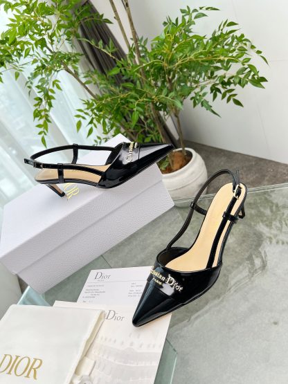 Dior patent leather shiny black temperament high heels - Image 5