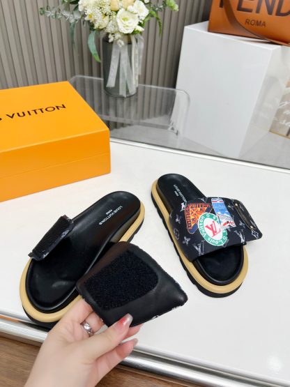 Louis Vuitton embossed logo slippers Pool Pillow Comfort flat slides - Image 5