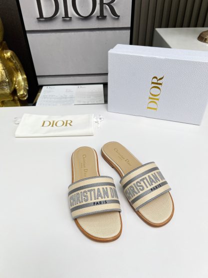 Dior Women's Monogram Embroidered Slippers - Image 5