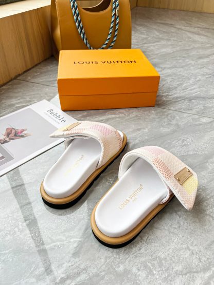 Louis Vuitton embossed logo slippers Pool Pillow Comfort flat slides - Image 4