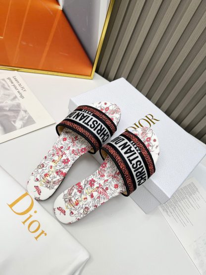 Dior classic women's monogram embroidered leather-soled slippers - Image 5