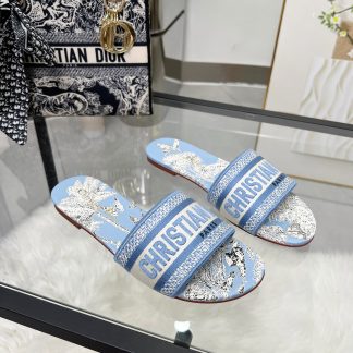 Dior Women's Monogram Embroidered Leather Slippers