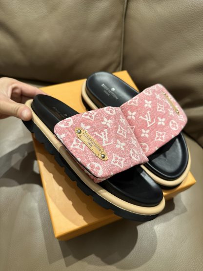 Louis Vuitton pink denim slippers - Image 6