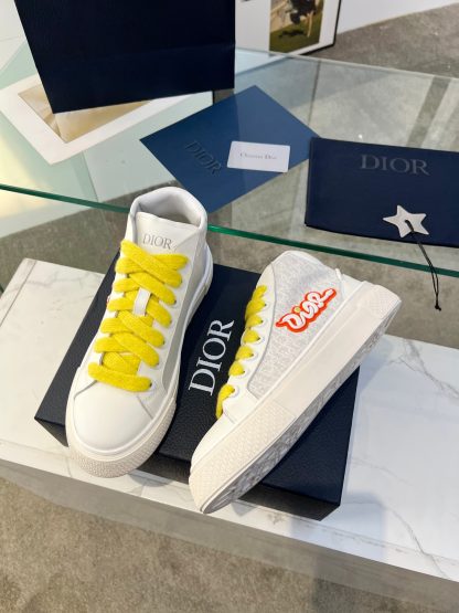 Dior Grey Jacquard High Top Sneakers - Image 6