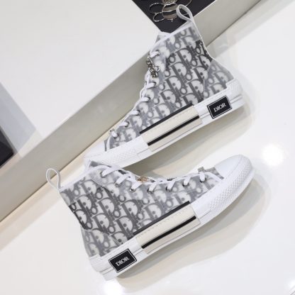 Dior Matte Pearl Glitter PVC Semi-Transparent Panel High-Top Casual Sneakers - Image 6