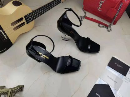 YSL lacquered high-heeled sandals with YSL letters - Image 6
