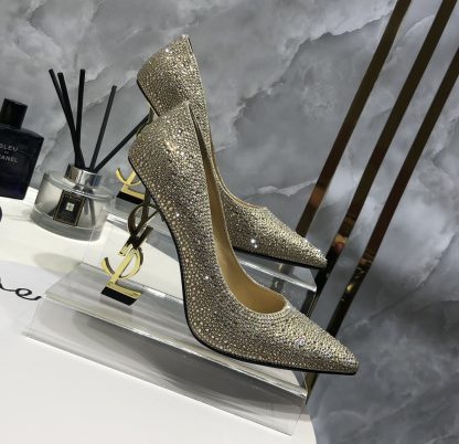 Ysl Elegant Full Diamond Crystal High Heels - Image 5