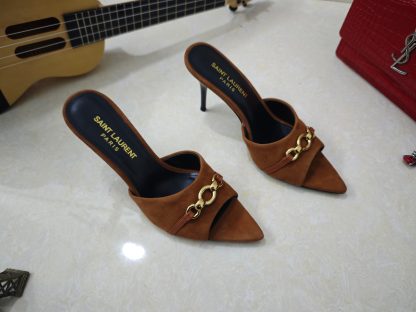 Ysl stiletto high-heeled sandals with Ysl logo - Image 5