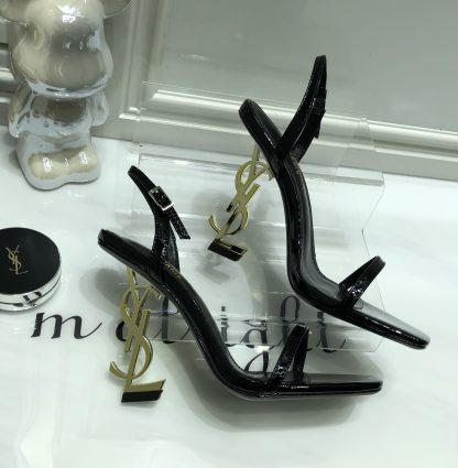 Ysl Logo Square Toe High Heels - Image 6