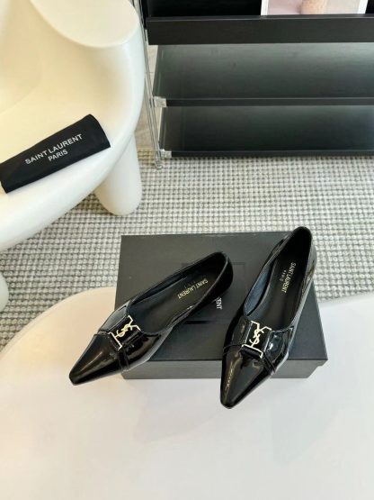 Ysl retro patent leather pointed toe flat shoes - Image 6