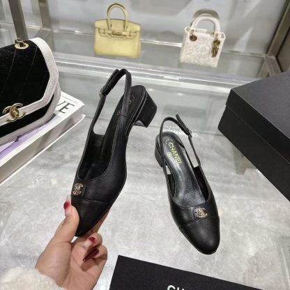 Chanel Spring and Summer New Black Comfortable Low Heel Sandals Heel Height 3.5cm - Image 6