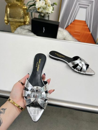 Ysl Silver Elegant Slippers - Image 6