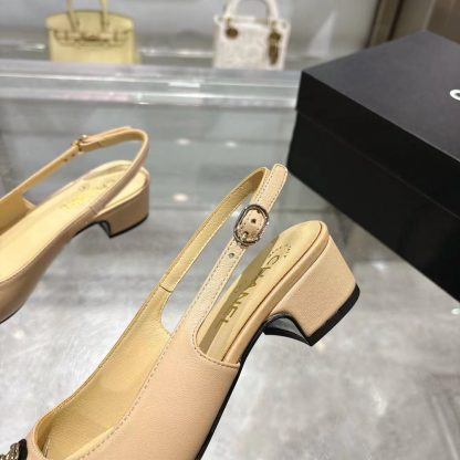 Chanel Spring and Summer Apricot New Comfort Low Heel Sandals Heel Height 3.5cm - Image 6
