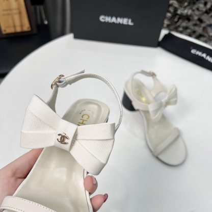 Chanel Early Spring Dance Shoes Series White Delicate Sandals Heel Height 6cm - Image 6
