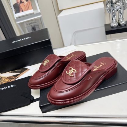 Chanel autumn and winter new goddess elegant temperament red half-slippers - Image 6
