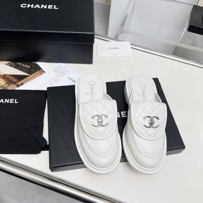 Chanel autumn and winter new goddess elegant temperament white half-slippers - Image 6
