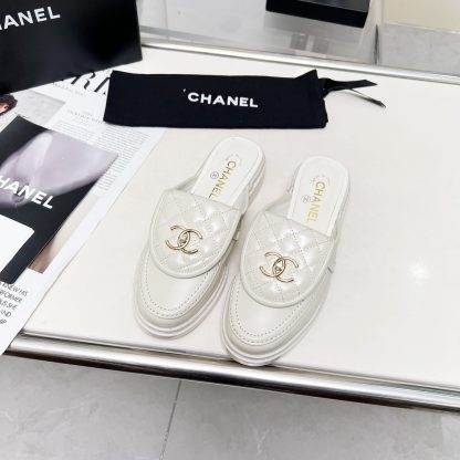 Chanel autumn and winter new goddess elegant temperament off-white half-slippers - Image 6