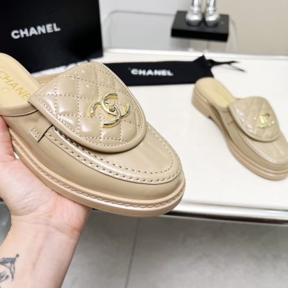Chanel autumn and winter new goddess elegant temperament apricot half-slippers - Image 6